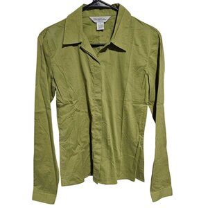 Brooks Brothers Green Button Down Shirt Womens Size XS Stretch Long Sleeve